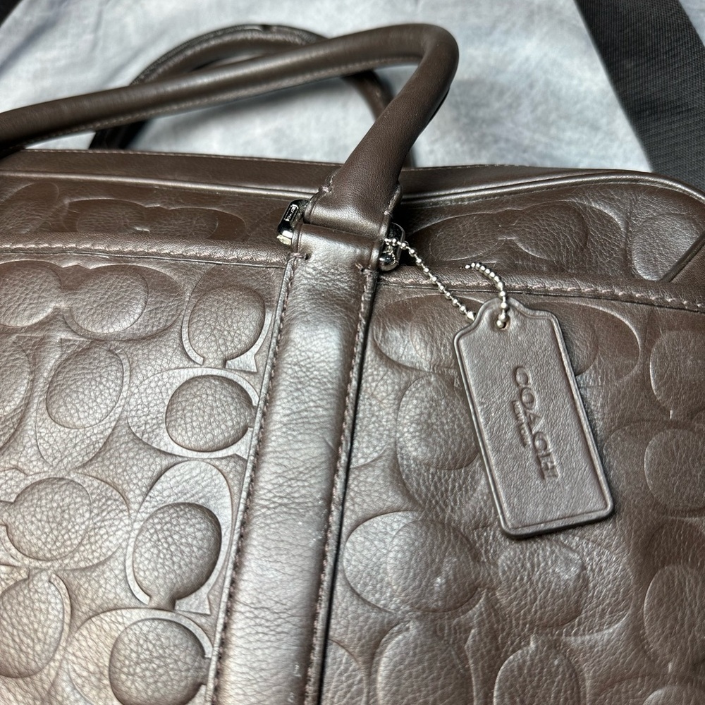 Coach Business Brown Leather Laptop Bag - Picture 3 of 11